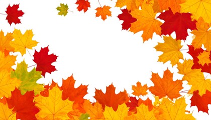 Autumn leaves frame on white