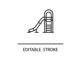Sleek playground slide icon for modern kids' activity graphics and outdoor fun concepts, easily editable.