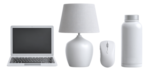 Elegant Minimalist Workspace with Modern Accessories and Clean Lines