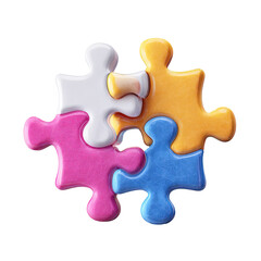 Obraz premium Three colorful puzzle pieces joined together