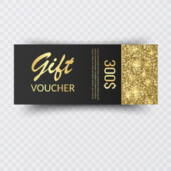 Golden Gift Voucher with Glitter and Bow