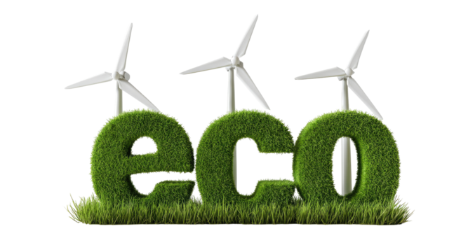 Grassy "ECO" with wind turbines