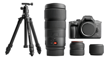 Photography Equipment Set Isolated on Transparent Background