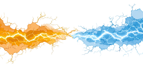 Abstract graphic of clashing energy forces