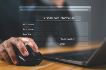 Personal data information management. Digital online employee form. Human resource concept....
