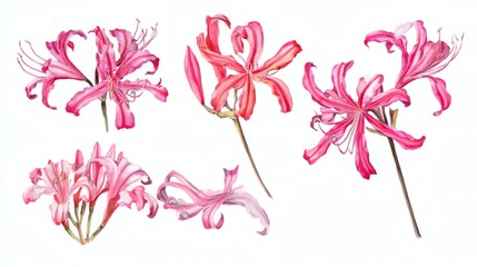 Obraz premium A collection of pink and red flowers with delicate petals, showcasing various angles and arrangements