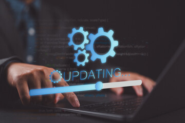 Operating upgrade system. Process of updating software to technology. Developer who developed a new...
