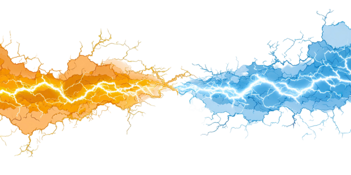 Abstract graphic of clashing energy forces