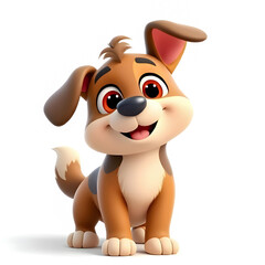 Naklejka premium A cute cartoon dog with brown and white fur, showcasing a friendly expression, suitable for children's and animal themes.