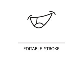 Expressive cartoon mouth with wide smile and open teeth, perfect for conveying joy and excitement in designs.