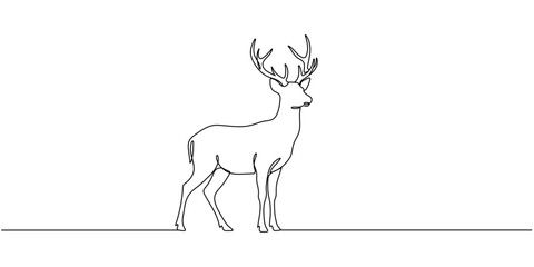 Deer line art icon. Deer continuous line drawing. Deer one line draw graphic vector. Vector illustration Editable stroke