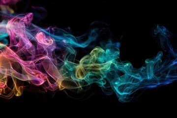Obraz premium Colorful Abstract Smoke Wave in Motion Against Black Background