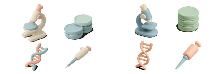 Educational science tools displayed on a clean surface showcasing various laboratory equipment made from soft materials