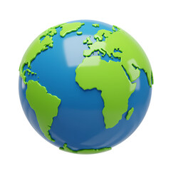 Naklejka premium Globe illustration showing continents on blue water background for education