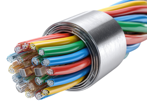 Close-up of a multi-colored electrical cable