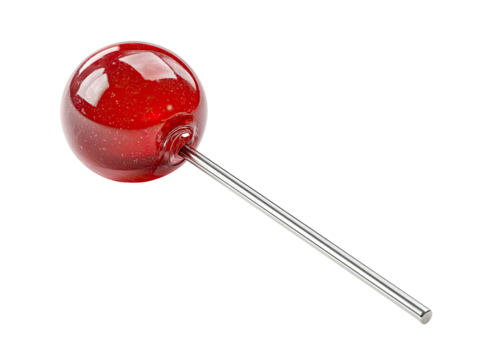 Single red candy apple on a stick