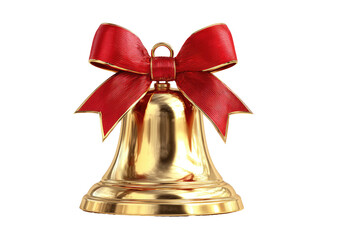 Golden bell with a red ribbon bow