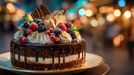 Celebrating a special occasion with a beautifully decorated cake at night