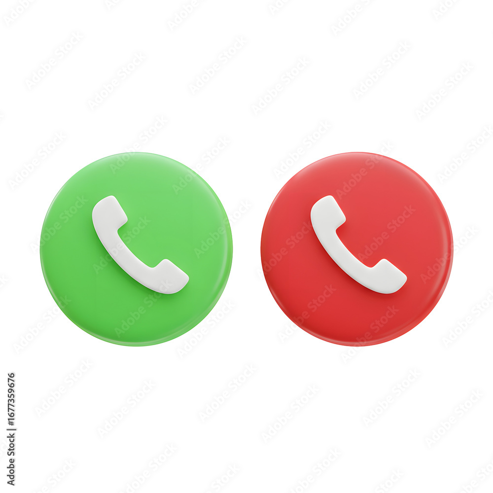 Aufkleber green accept and red decline buttons for telephone call interface