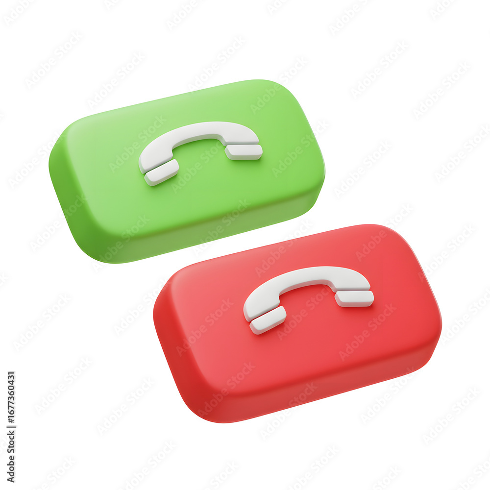 Fototapete Answering and Declining Call Buttons Render on Transparent Background