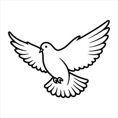 Line art of a dove in flight with wings spread symbolizing peace hope freedom and spirituality