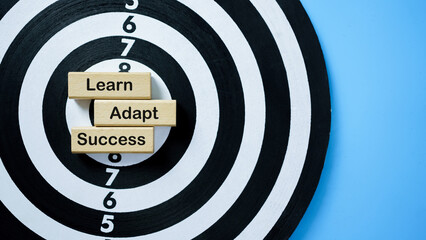Learn, adapt, and succeed concept with target focus. Resilience, growth, problem solving,...