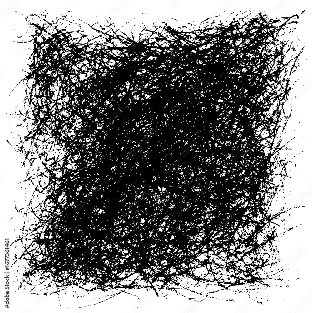 Wall mural a dense network of chaotic black lines creating a textured and abstract visual pattern on a white ba