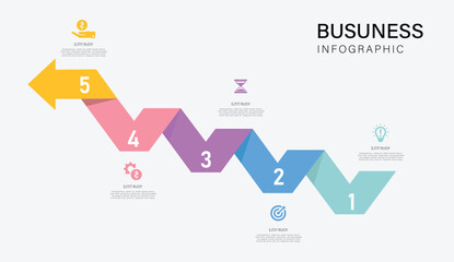 5-Step Zigzag Business Workflow Infographic