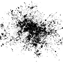 Fototapeta premium A black and white splatter design with a dense concentration of splatters in the central area of image
