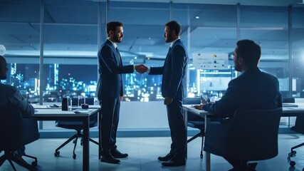 Businesspeople handshake modern office - Powered by Adobe