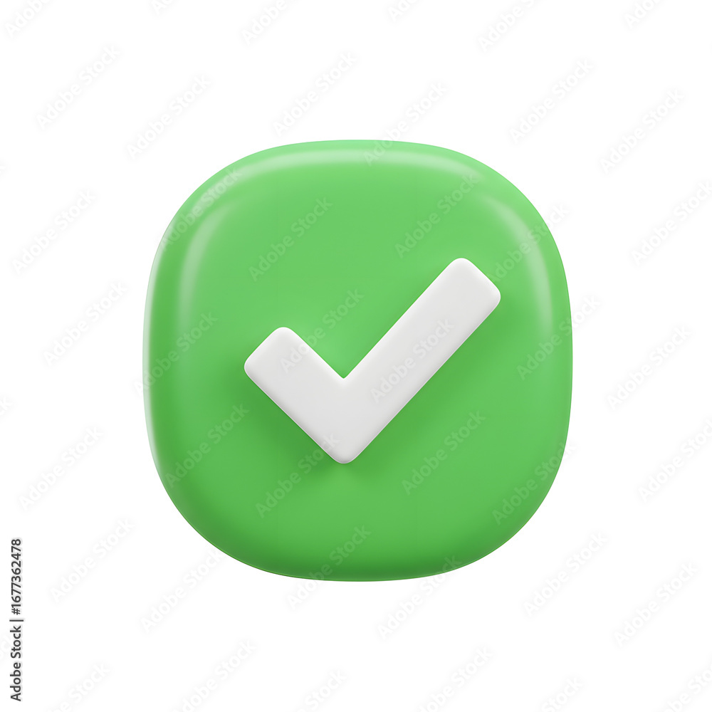 Poster green checkmark icon isolated on transparent background for approval and validation