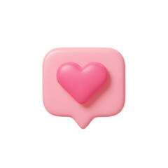 Pink Heart Like Icon Inside Message Box on Transparent Background