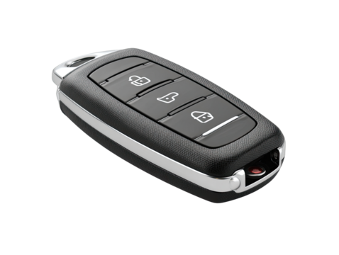Modern car key, three buttons, sleek design