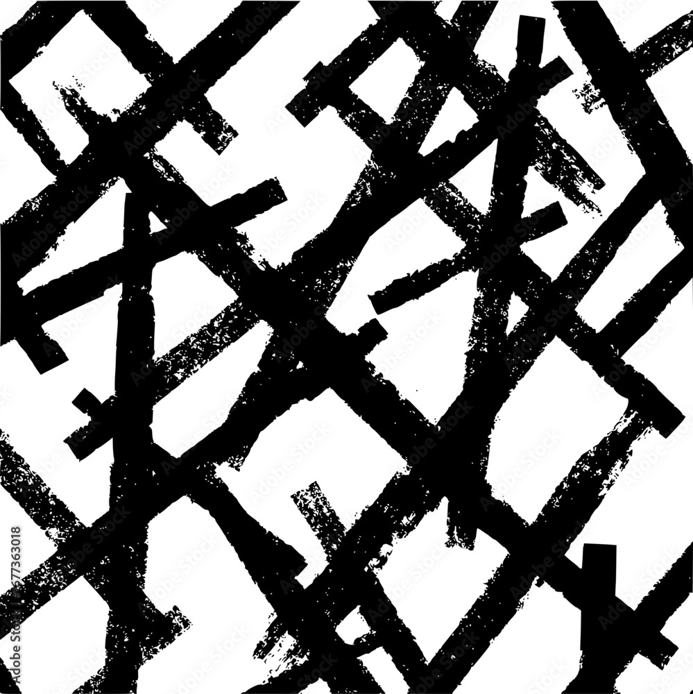 Aufkleber abstract pattern of intersecting black brush strokes on a white background creating a dynamic textur