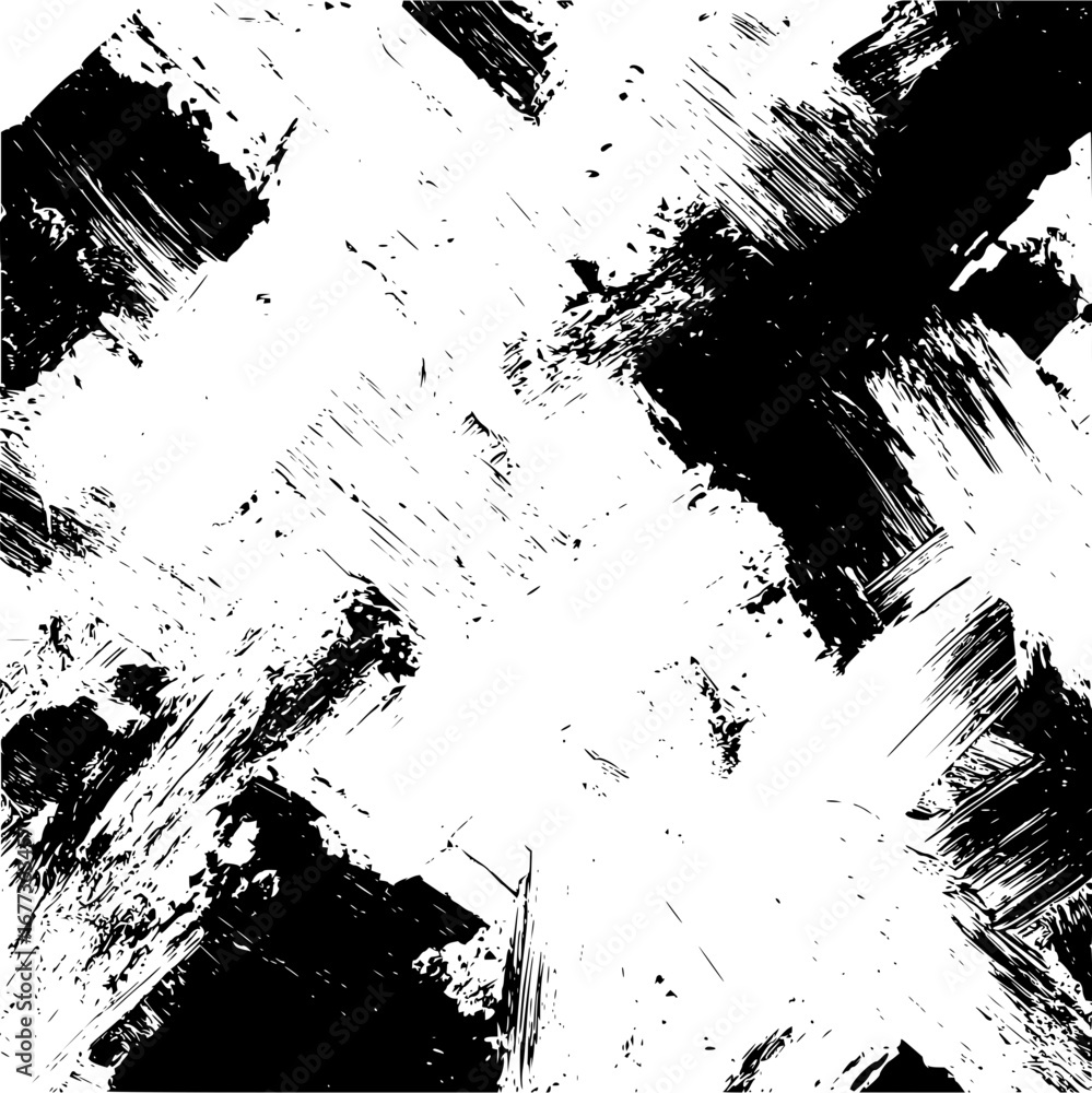 Poster monochrome abstract background featuring a dynamic composition of brush strokes and splatters design