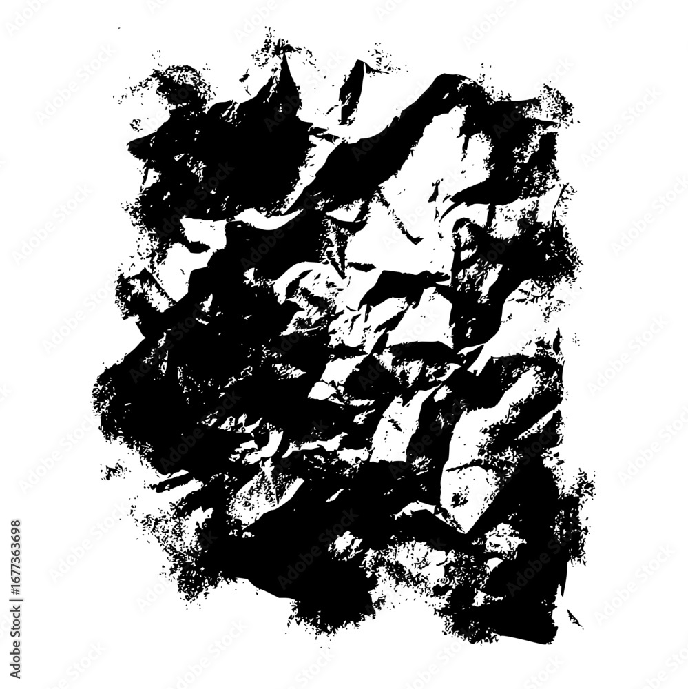 Poster black and white image of a crumpled piece of paper with rough edges and textured surface design elem