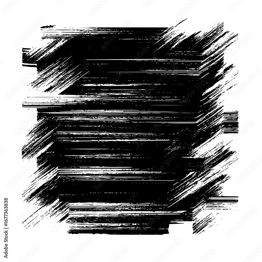 Poster abstract black and white background featuring a dense pattern of horizontal brush strokes and lines