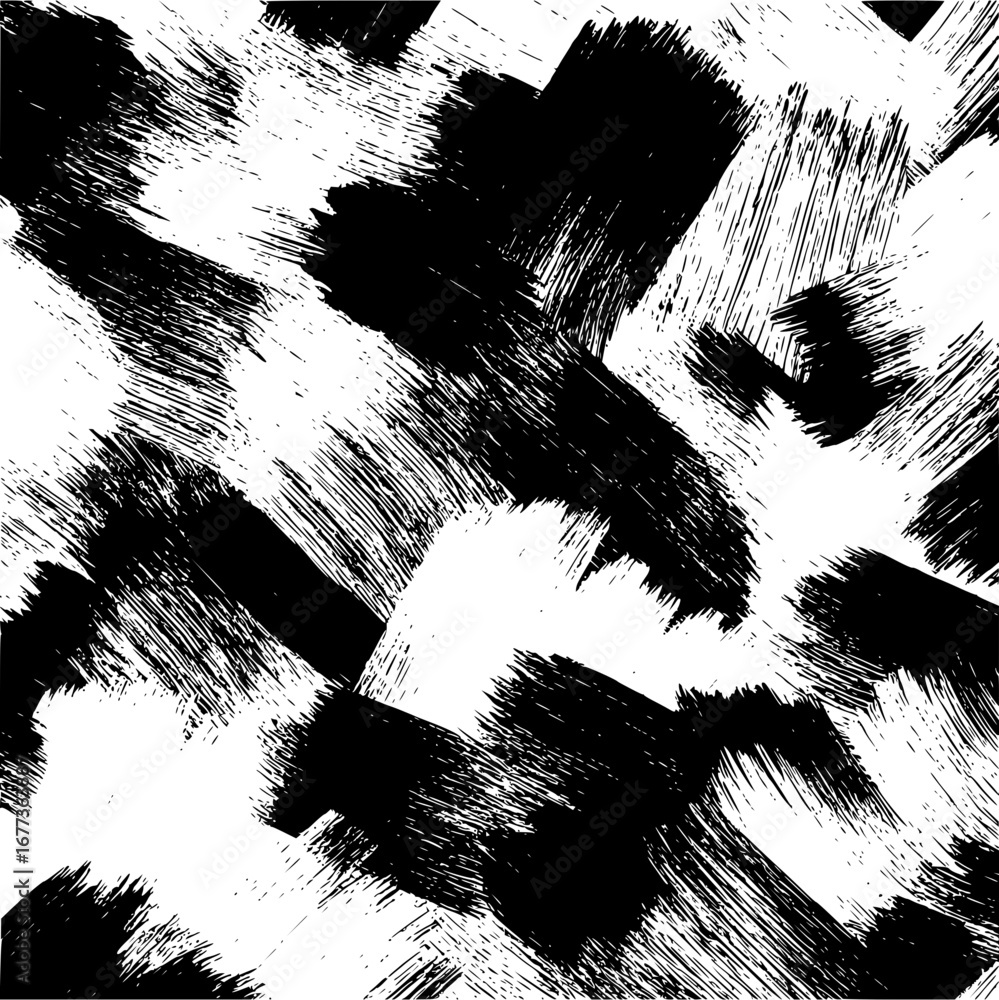 Poster seamless pattern of black and white brush strokes creating a textured abstract background design ele