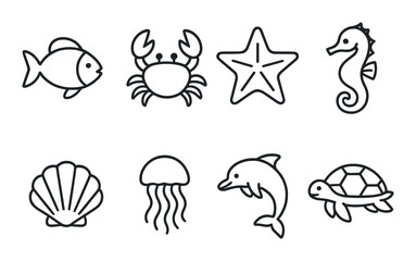 Travel essentials icon set: suitcase, passport, airplane, map, compass, camera, tent, globe