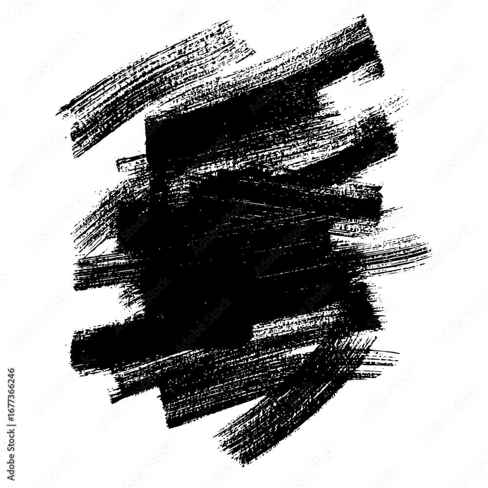 Poster abstract black paint strokes creating a textured background with visible brush marks and white space