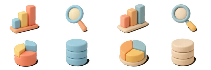 Colorful clay representations of data visualization elements arranged in a creative layout for educational purposes