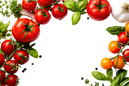 Fresh tomatoes, basil, and garlic