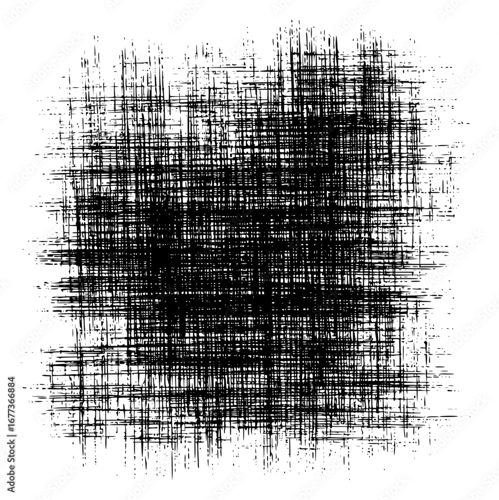 Poster abstract black and white grunge texture featuring densely packed intersecting lines and rough edges 