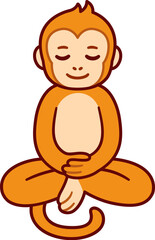 Cartoon meditating monkey drawing