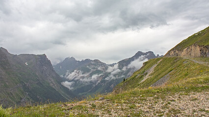 Obraz premium cloudy mountain landscape in the french alps
