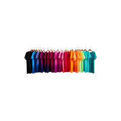  Gradient T shirts lined up by color arrange in row clothing fashion apparel textile display isolated on white background