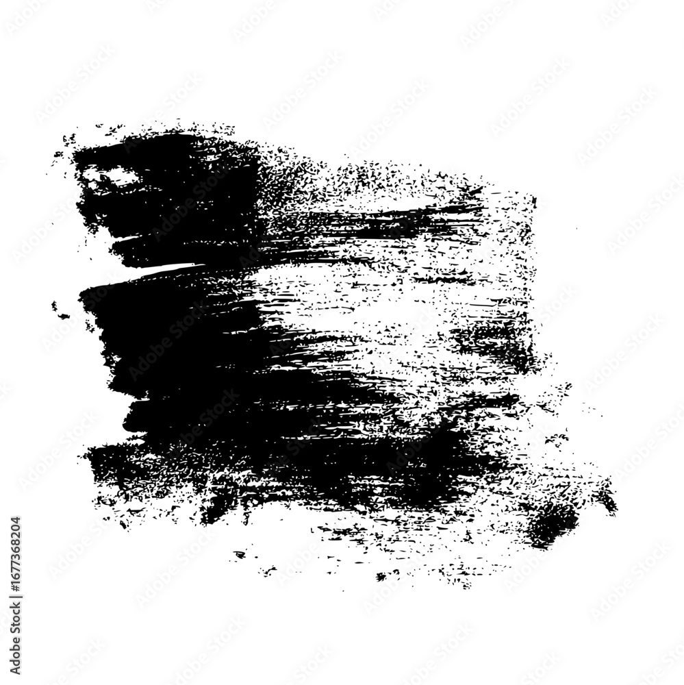 Poster black ink brush stroke texture with horizontal lines on a white background creating a grunge effect