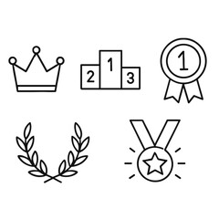 Fototapeta premium A contemporary set of minimalist black outline vector icons symbolizing success, achievement, victory, and championship, ideal for digital and creative projects.