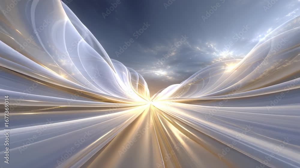 Poster abstract dynamic forward movement with gliding light and waves in a futuristic landscape