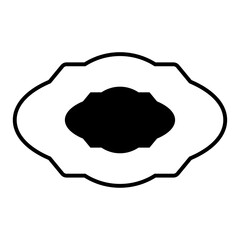 Abstract black and white badge design with an ornate frame and central element suitable for logos and branding